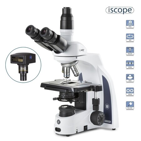 Euromex iScope 40X-1500X Trinocular Compound Microscope w/ 18MP USB 3 Digital Camera & Plan IOS Objectives IS1153-PLIA-18M3